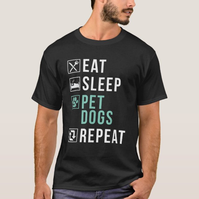 Camiseta Mascota del sueño de comer Perros repetidos Perros (Anverso)