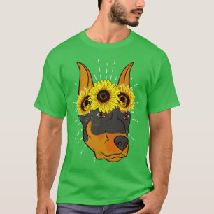 Camiseta Mascota Doberman Pinscher del Sunflower Crown Dog 