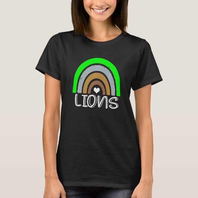 Camiseta Mascota escolar boho leones arcoiris (Anverso)