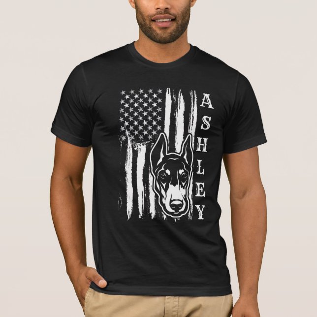 Camiseta MASCOTA estadounidense Patriot Doberman Dog (Anverso)