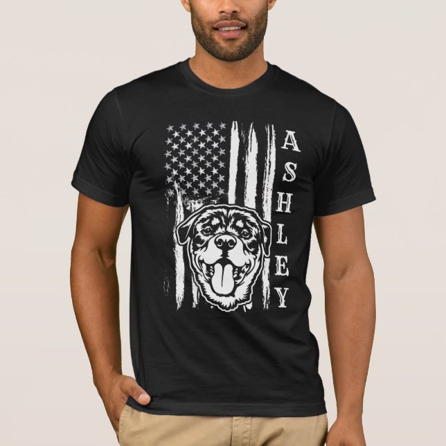 Camiseta MASCOTA estadounidense Patriot Rottweiler Dog (Anverso)