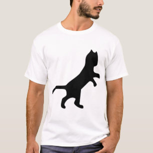 Camiseta Mascota felino Silueta negra saltando animal