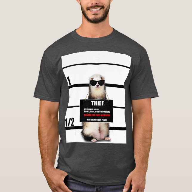 Camiseta Mascota Ferret Funny Ferret Thief Mugshot Gift (Anverso)