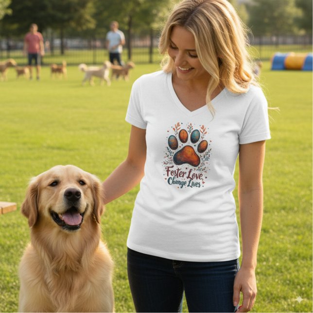 Camiseta Mascota Fomenta El Amor - Cambia La Vida De La Cam (Pet Foster Supporter Tshirt)