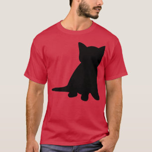 Camiseta Mascota Gatito Negro T Impresión pequeña 