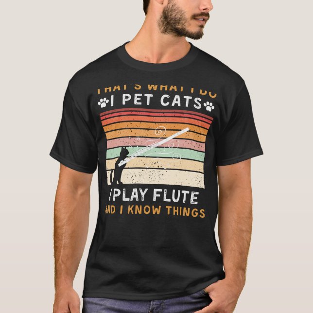 Camiseta Mascota gatos, toco flauta, y sé cosas divertidas (Anverso)