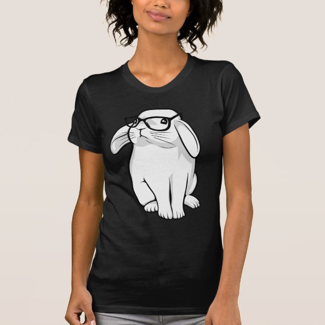 Camiseta Mascota lindo del conejito del conejo Nerdy con (Anverso)
