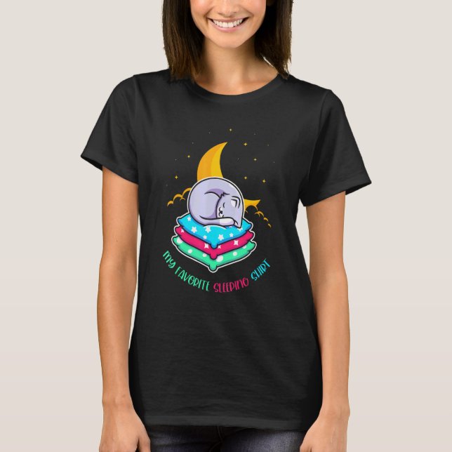 Camiseta Mascota lindo Moon Night Sleepe Napping Sleeping A (Anverso)
