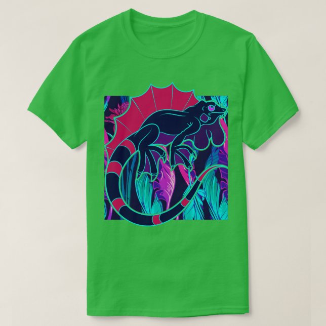 Camiseta Mascota Lizard Propietario de Synthwave Reptile Lo (Diseño del anverso)
