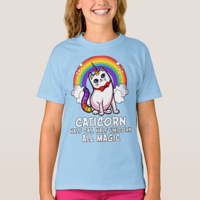 Camiseta Mascota mágico del arco iris del gatito de (Anverso)
