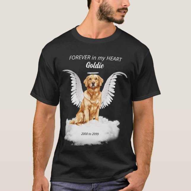 Camiseta Mascota Memorial Angel Dog Golden Retriever (Anverso)