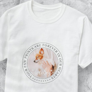 Camiseta Mascota Memorial Paw Imprime Corazones Elegante Fo