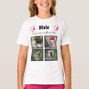 Camiseta mascota personalizado amante del perro 4 collage d