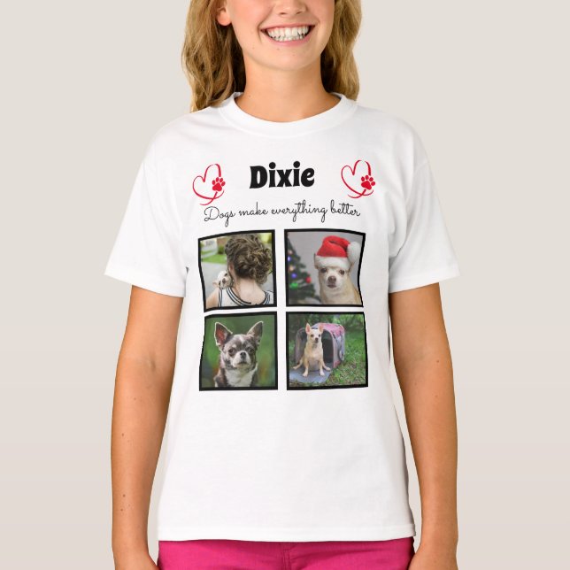 Camiseta mascota personalizado amante del perro 4 collage d (Anverso)