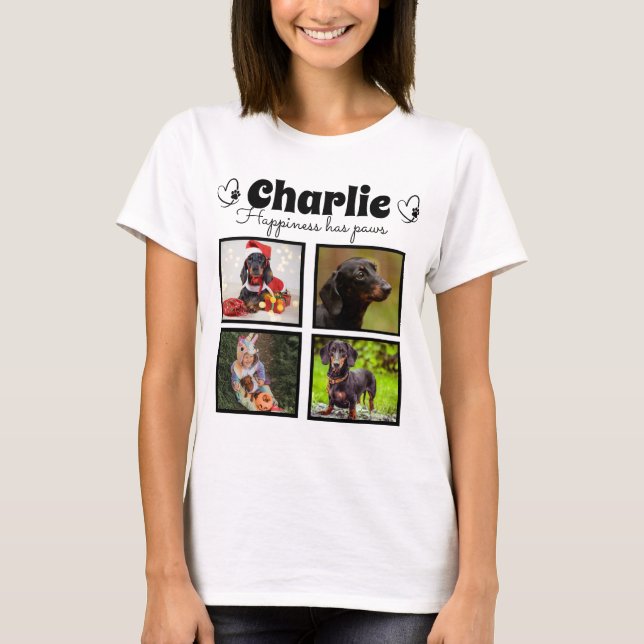 Camiseta mascota personalizado amante del perro 4 collage d (Anverso)