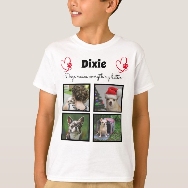 Camiseta mascota personalizado amante del perro 4 collage d (Anverso)