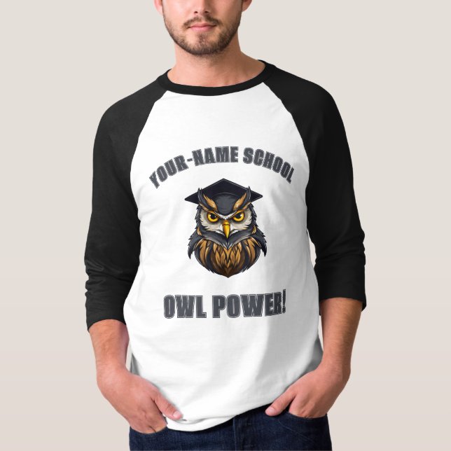 Camiseta Mascota personalizado Owls | Equipo del Colegio Es (Anverso)