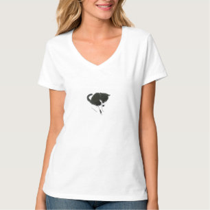 Camiseta Mascota Pintando gato blanco y negro