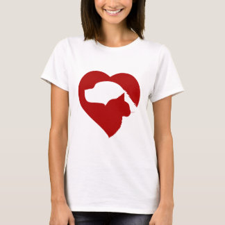Camiseta Mascota rescata al gato y al perro corazón rojo de