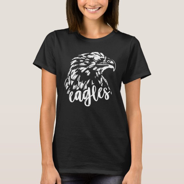 Camiseta Mascota Retro Eagles, Espíritu Escolar Unisex, Águ (Anverso)