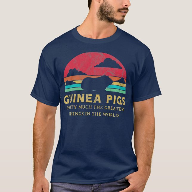 Camiseta Mascota Retro Sunset de Cerdo de Guinea (Anverso)