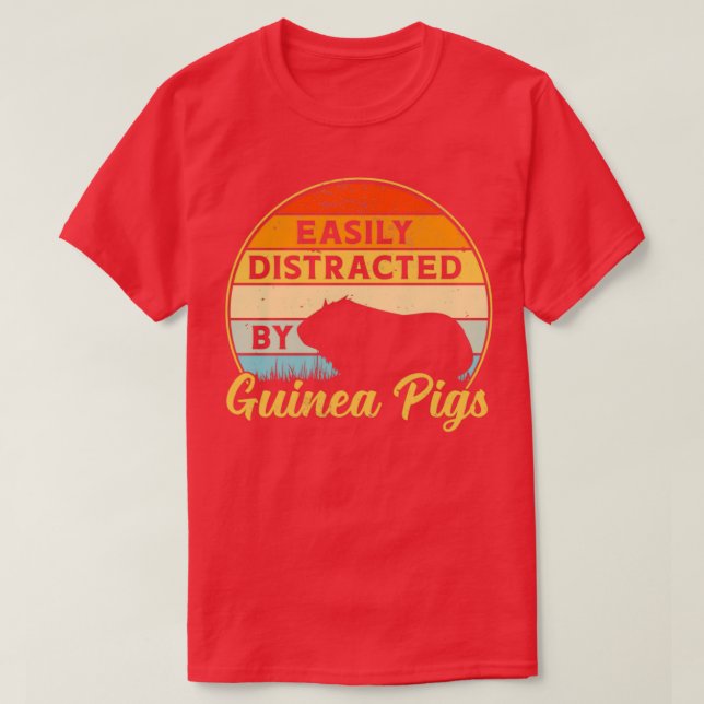 Camiseta Mascota Retro Sunset de Guinea Distraído Fácilment (Diseño del anverso)