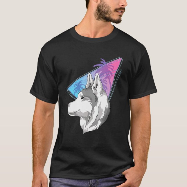 Camiseta Mascota Siberian H de Synthwave de vaporwave de an (Anverso)