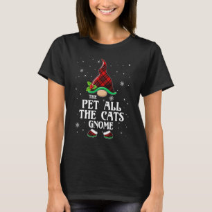 Camiseta Mascota Todos Los Gatos Gnome Red Plaid Familia C
