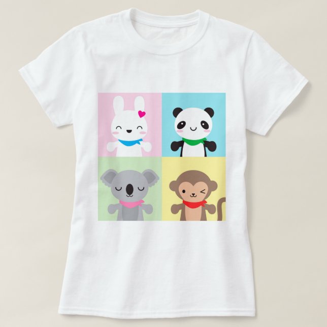 Camiseta Mascotas animales súper cutas de Kawaii (Diseño del anverso)