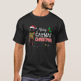 Camiseta Mascotas de Santa Cat Pajama de Merry Black Catmas