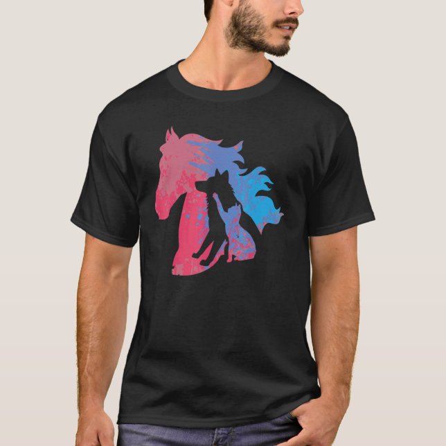 Camiseta Mascotas del caballo del gato del perro cuatro pie (Anverso)