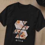 Camiseta Mascotas Formas modernas Geométricas 8 Collage Pho<br><div class="desc">Agregue ocho (8) fotos personalizados de su mascota y nombre de su mascota. Agregue sus fotos y,  si es necesario,  desenmascara el grupo de foto y marco,  ajuste la imagen contra el marco y,  a continuación,  haga clic en máscara.</div>