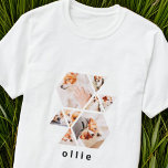 Camiseta Mascotas Formas modernas Geométricas 8 Collage Pho<br><div class="desc">Agregue ocho (8) fotos personalizados de su mascota y nombre de su mascota. Agregue sus fotos y,  si es necesario,  desenmascara el grupo de foto y marco,  ajuste la imagen contra el marco y,  a continuación,  haga clic en máscara.</div>