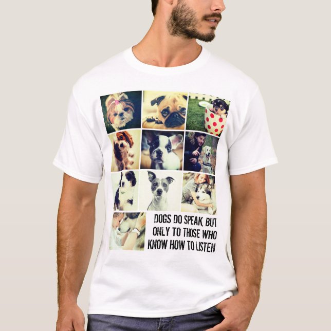 Camiseta mascotas personalizados collage y cita (Anverso)