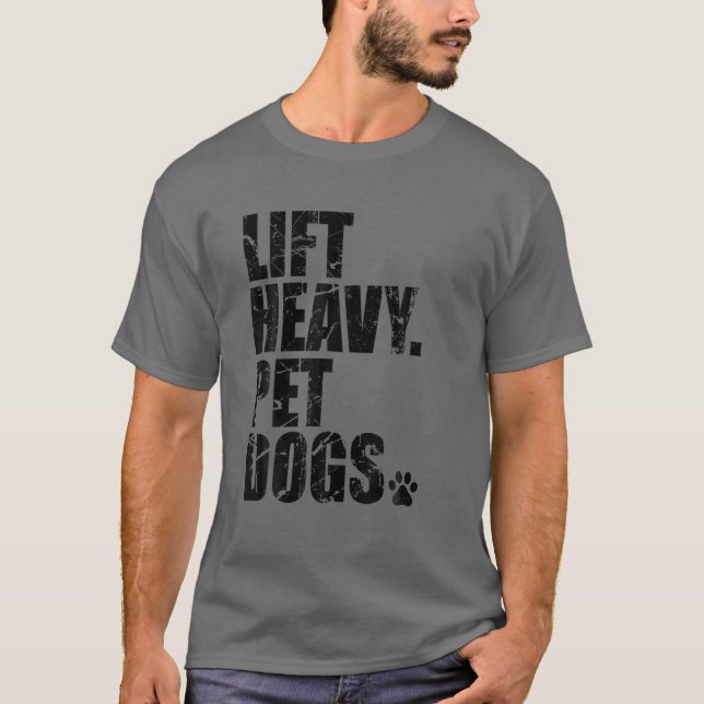 Camiseta Mascotas pesados elevadores perros divertidos gimn (Anverso)