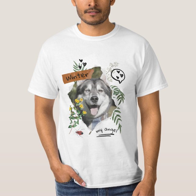 Camiseta Mascotas y flores collage escalable (Anverso)
