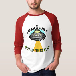 Camiseta masculina 3/4 Raglan de nave extraterrest