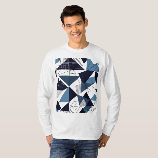 Camiseta Masculina Básica Abstrato 4 Manga Longa (Anverso completo)