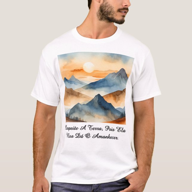 Camiseta Masculina Básica Amanhecer da Terra-1 (Anverso)