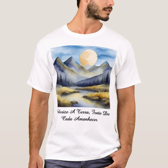 Camiseta Masculina Básica Amanhecer da Terra-2 (Anverso)