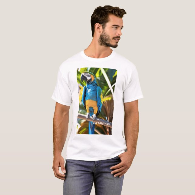 Camiseta Masculina Básica arara azul (Anverso completo)