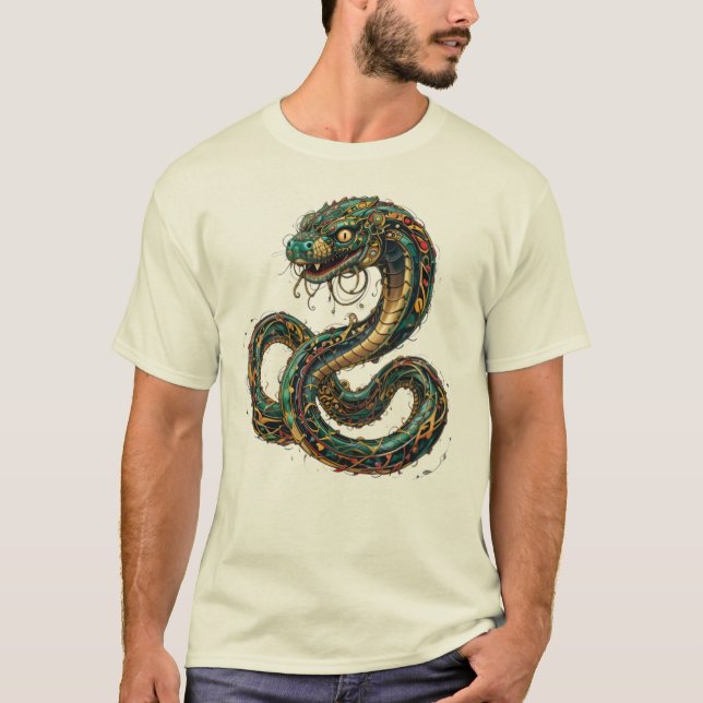 Camiseta Masculina Básica Cobra Tribal (Anverso)