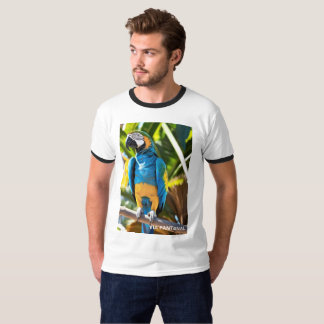 Camiseta Masculina Básica Ringer Arara Azul