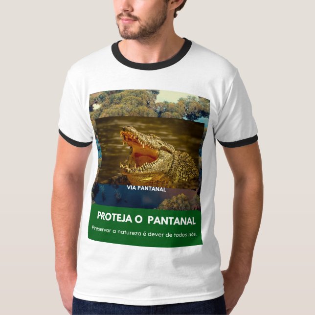 Camiseta Masculina Básica Ringer Jacaré (Anverso)