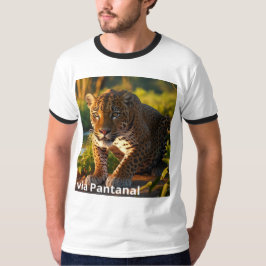 Camiseta Masculina Básica Ringer Onça Pintada
