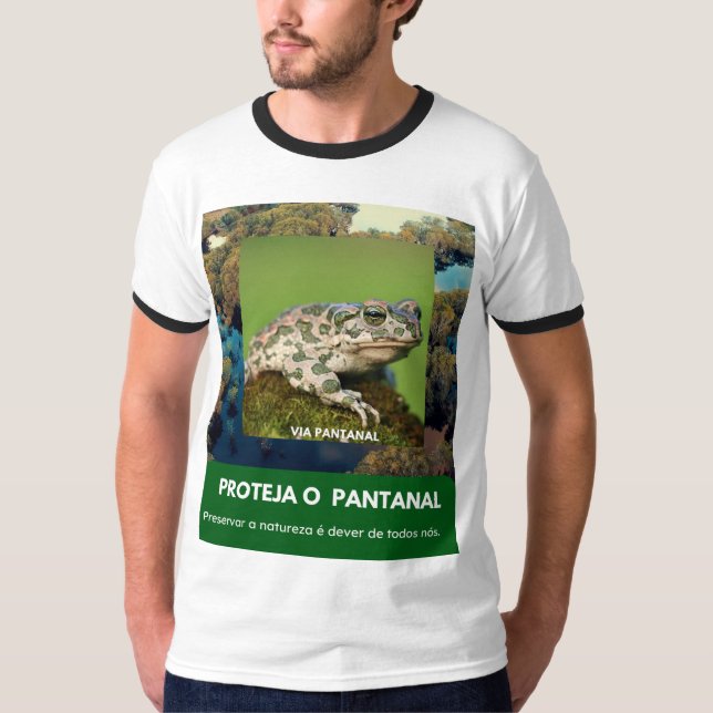 Camiseta Masculina Básica Ringer Via Pantanal Sapo (Anverso)