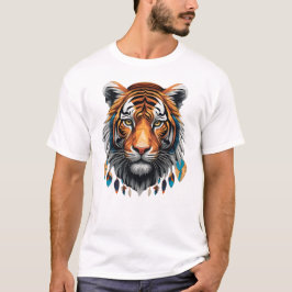 Camiseta Masculina Básica Tigre Tribal