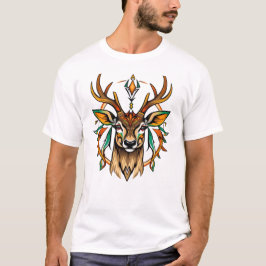 Camiseta Masculina Básica Veado Tribal