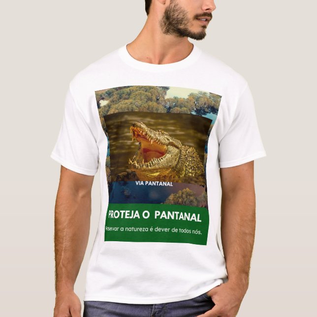 Camiseta Masculina Básica Via Pantanal Jacaré (Anverso)