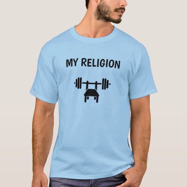Camiseta masculina | Bench Press es mi religión (Anverso)